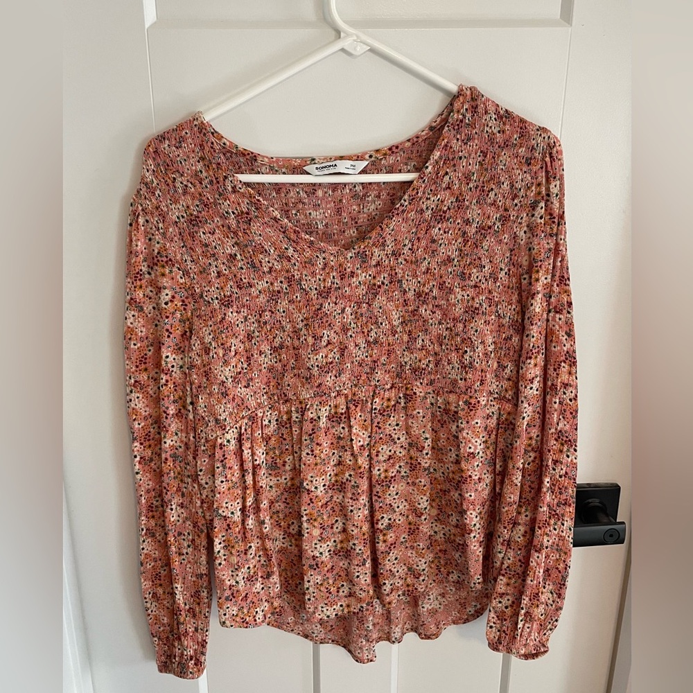 Sonoma Pink and White Floral Blouse
